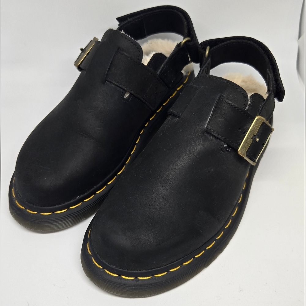 Dr Marten Jorge II Faux Fur Lined Leather Slingback Mules